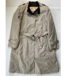 Misty Harbor Womens 14 Reg Trench Coat Beige Vintage Belted ILGWU Made in USA